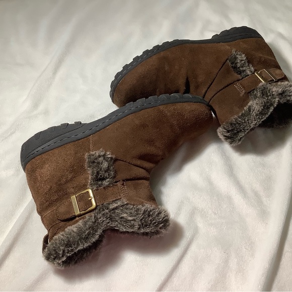 Khombu brown leather faux fur zip up boots size 10 - Picture 4 of 11